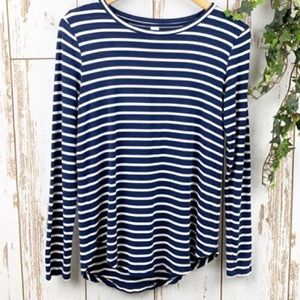 Old Navy Long Sleeve Luxe Navy/White Stripe Tee